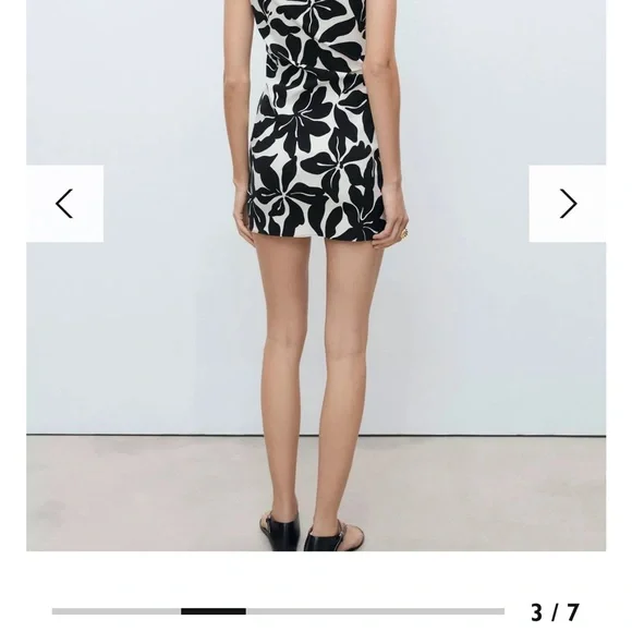 Mango Knot Floral One Shoulder Mini Dress in Black & White - Picture 3 of 7